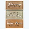 Youngs Wood Framed Wall Sign with Bamboo Weave Background, Assorted Color - 3 Piece 10107